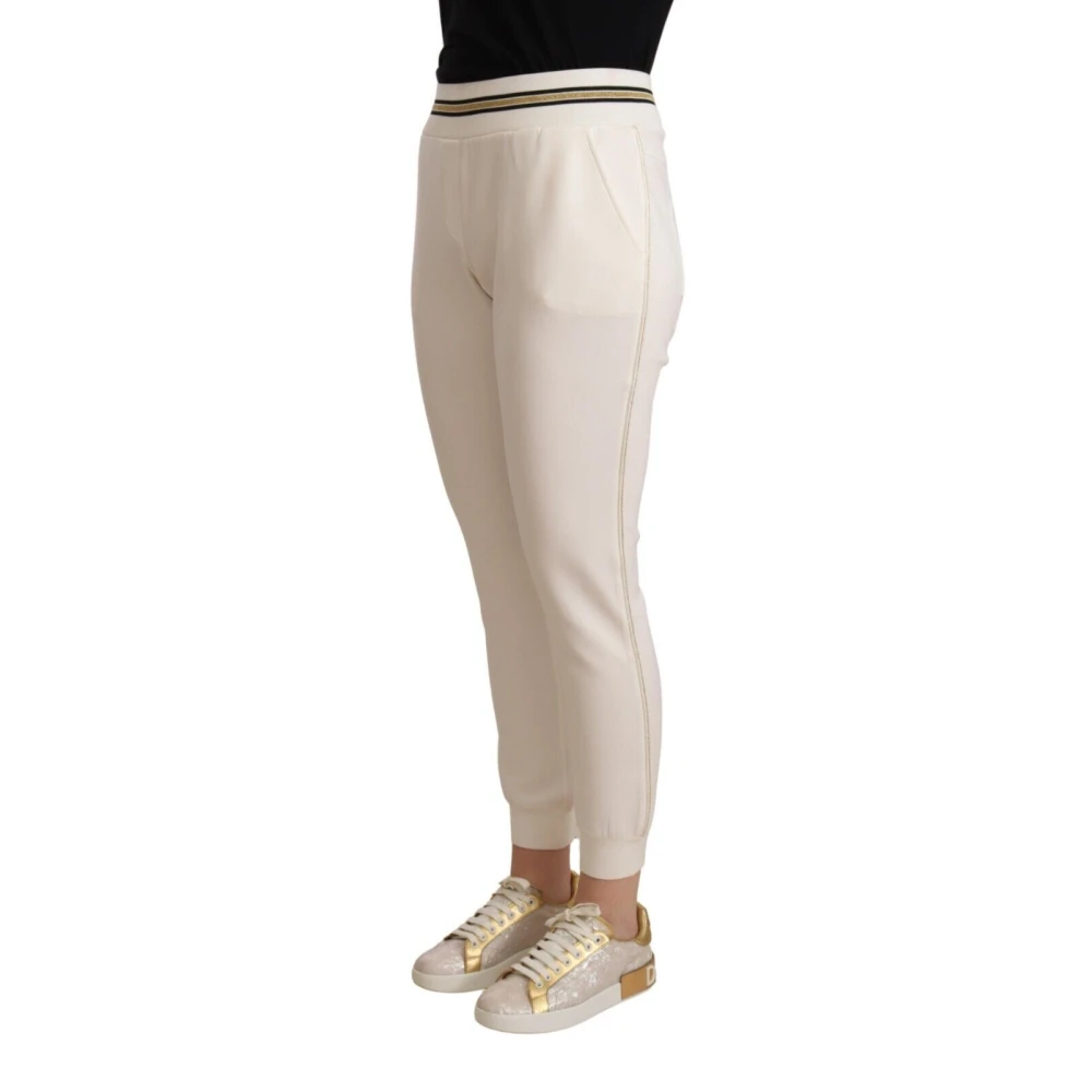 PATRIZIA PEPE Elegante witte joggers met middelhoge taille White Dames