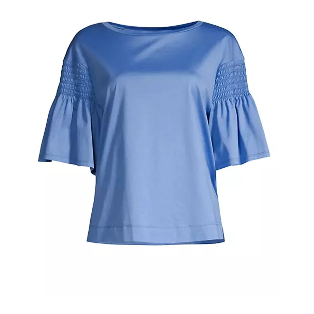 Max Mara Weekend Gesmokte T-shirt met korte mouwen Blue Dames