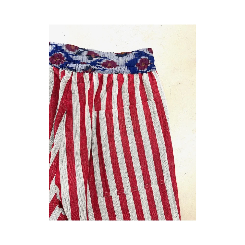 Claramonte Gestreepte katoenen shorts met elastische taille Red Heren