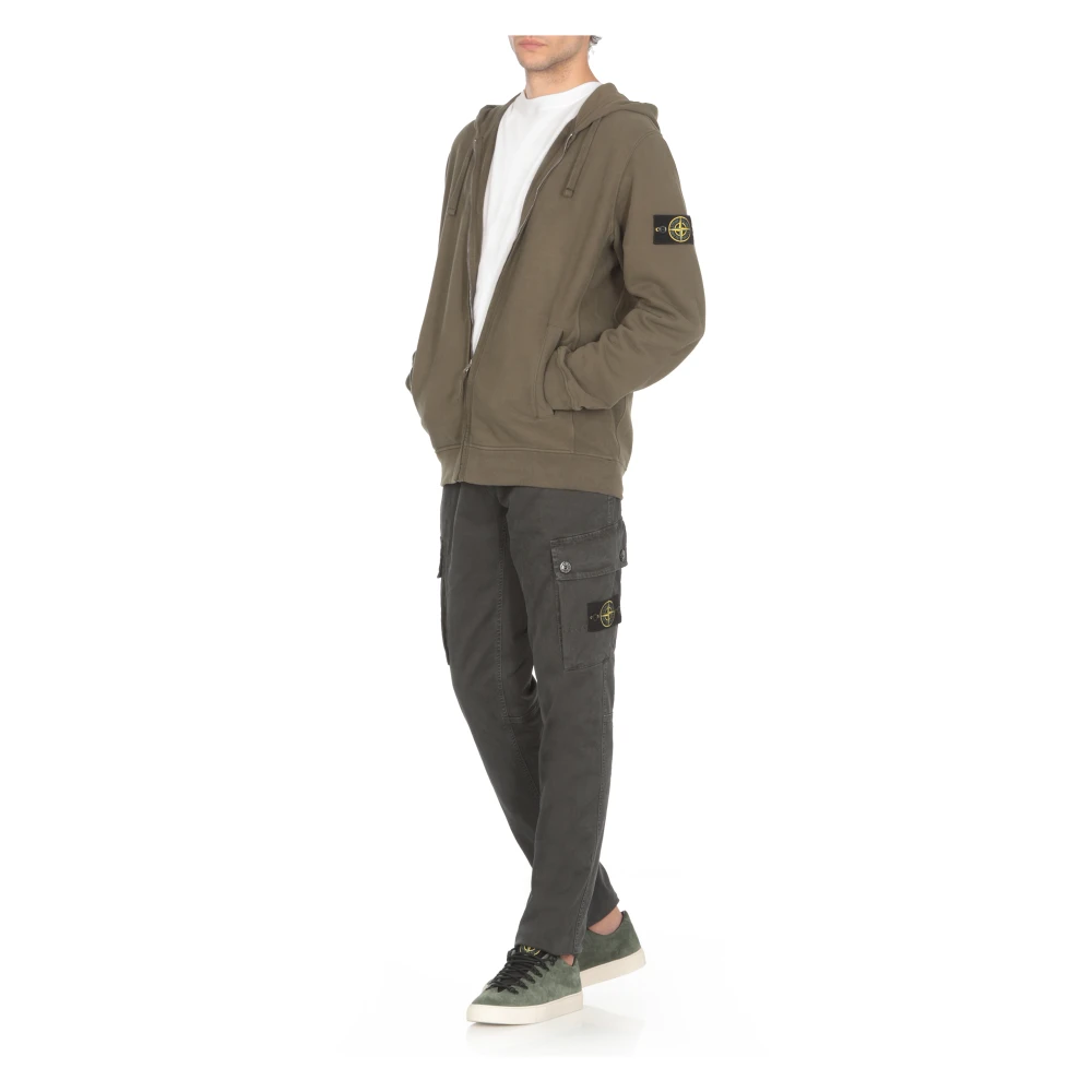 Stone Island Groene Katoenen Hoodie met Rits Green Heren