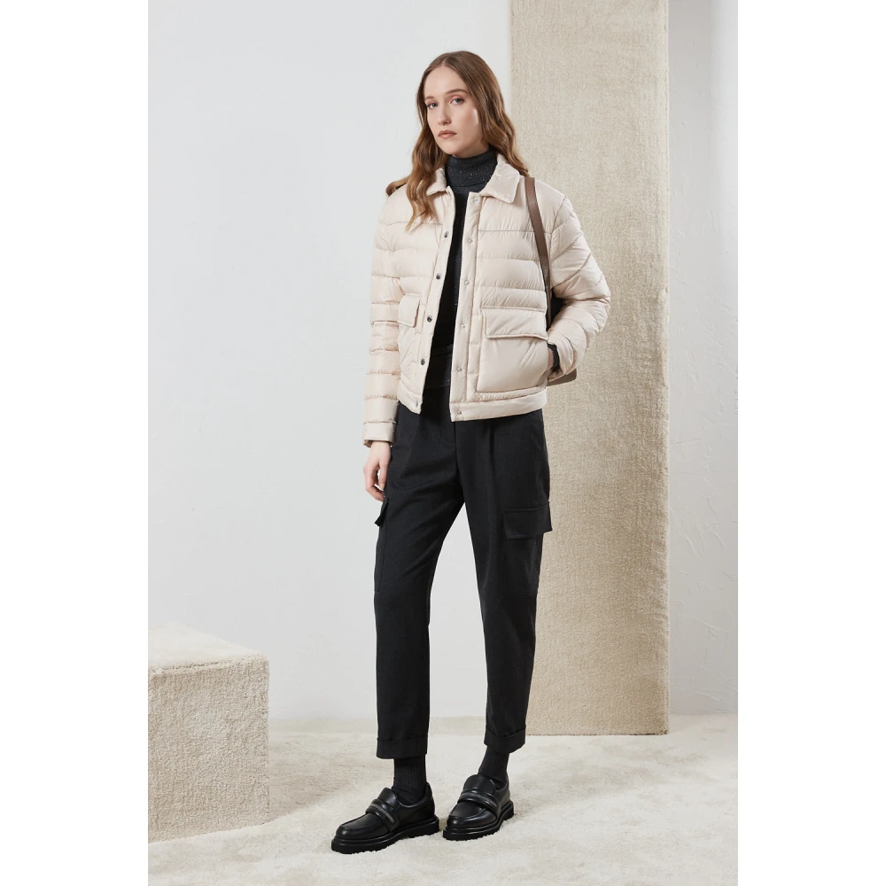 PESERICO Technische wollen flanellen cargobroek Gray Dames