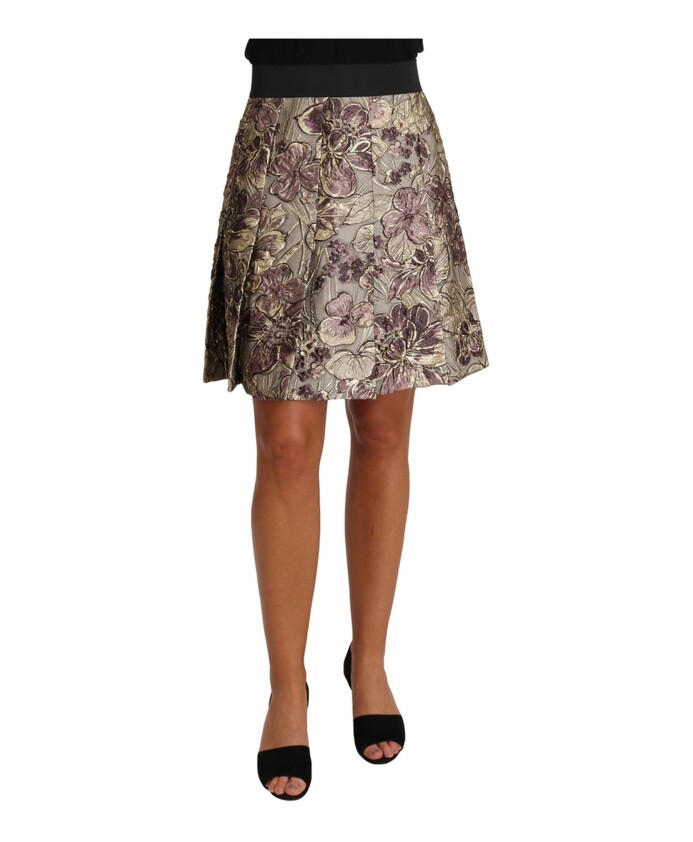 Falda corta estampado jacquard multico mujer