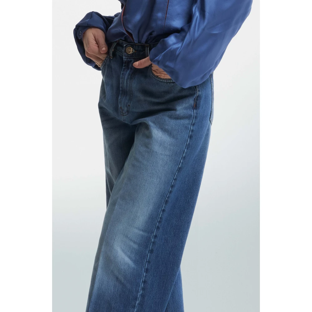 Kocca Stone-washed wijde jeans met splitten Blue Dames