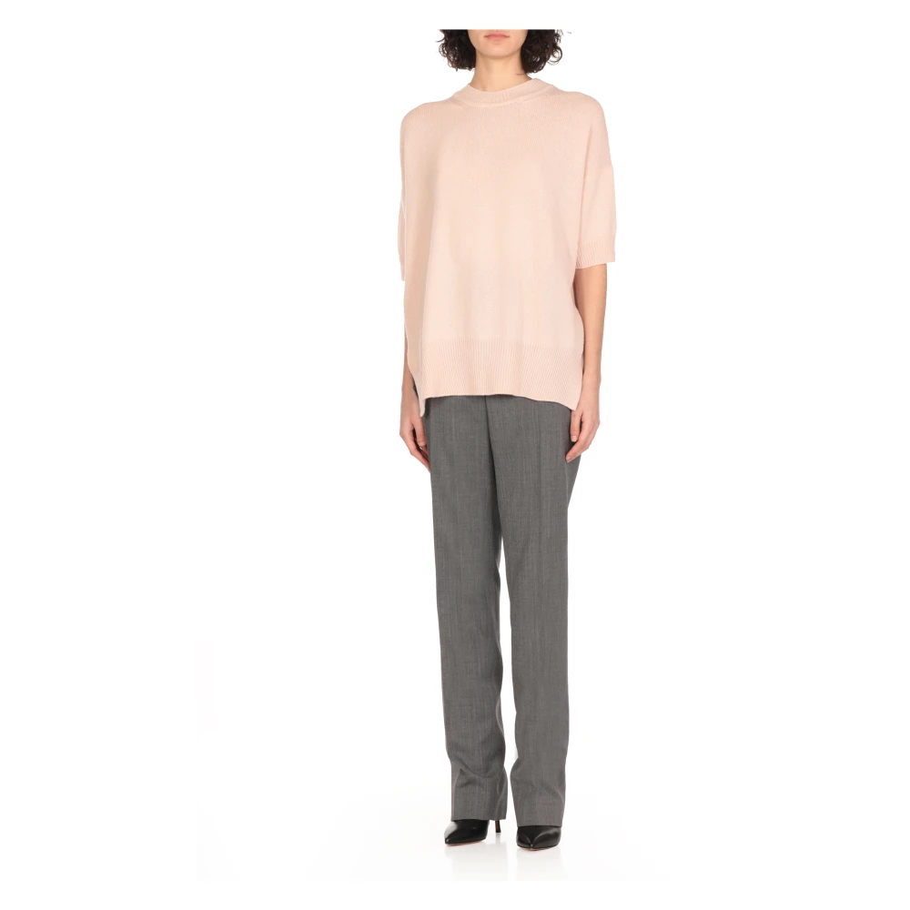Jil Sander Roze Kasjmier Ronde Hals Sweater Pink Dames