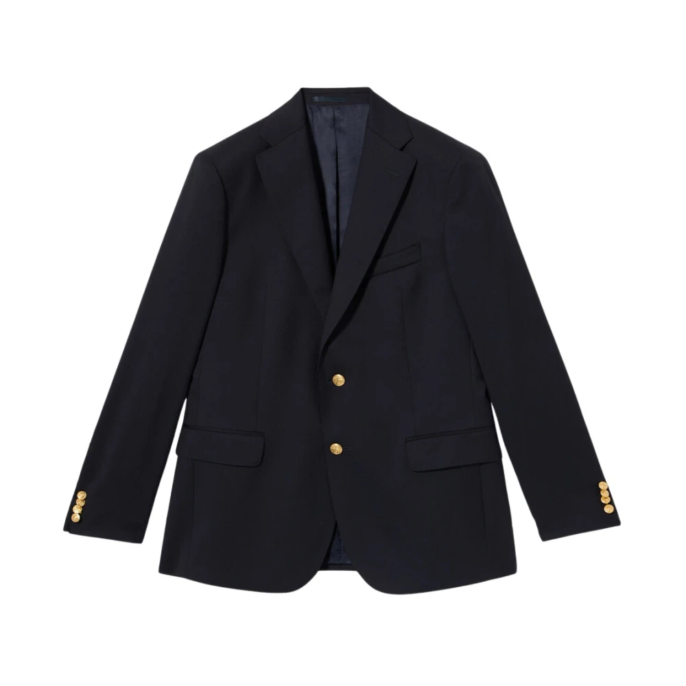 Brooks Brothers Blazer van Maagdelijke Wol met Gouden Knopen Blue Heren