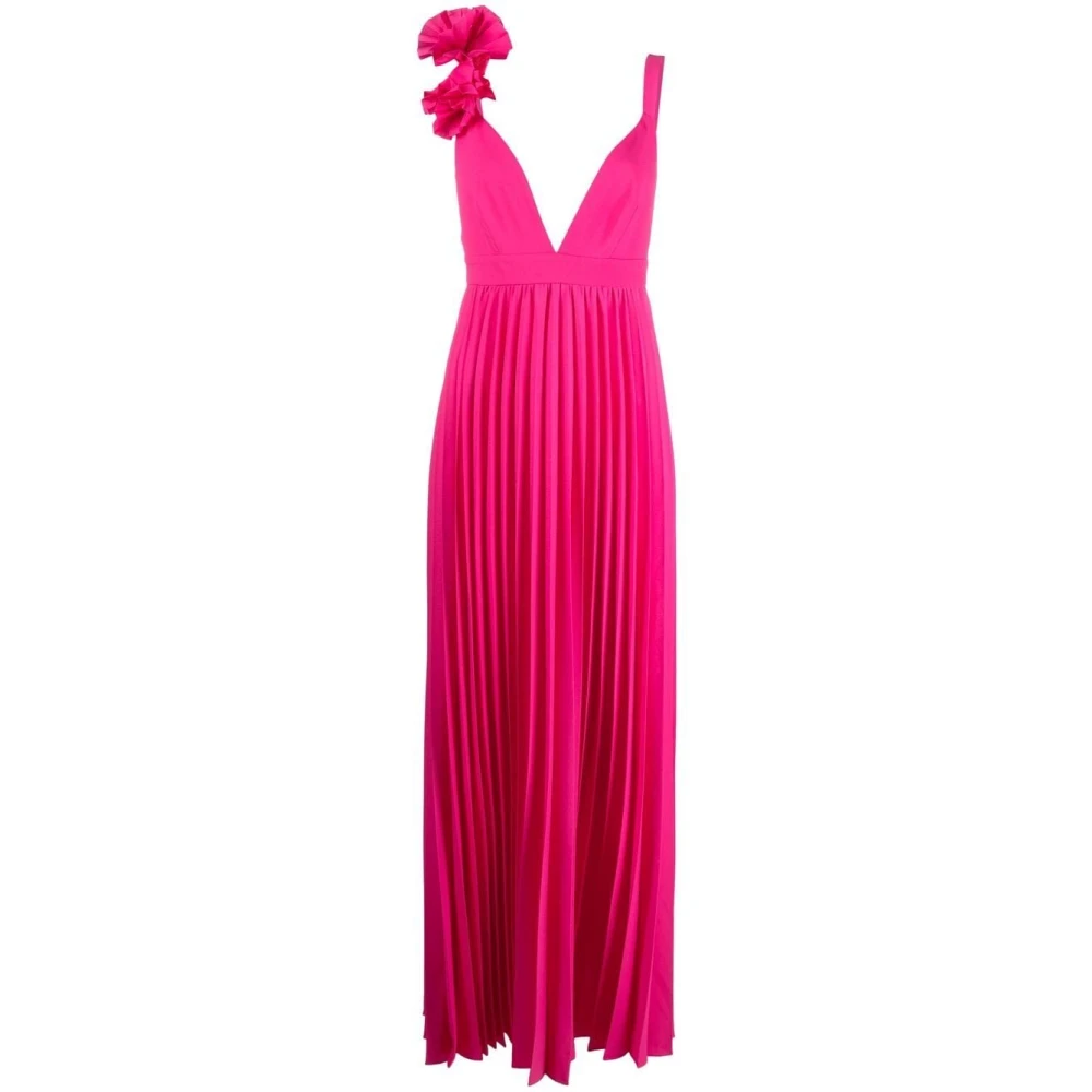 P.a.r.o.s.h. Fuchsia Bloemenapplicatie V-hals Jurk Pink Dames