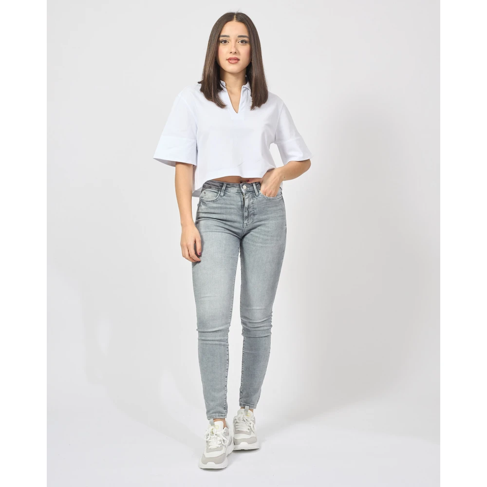 K-way Witte Katoenen Polo Kort Gesneden White Dames