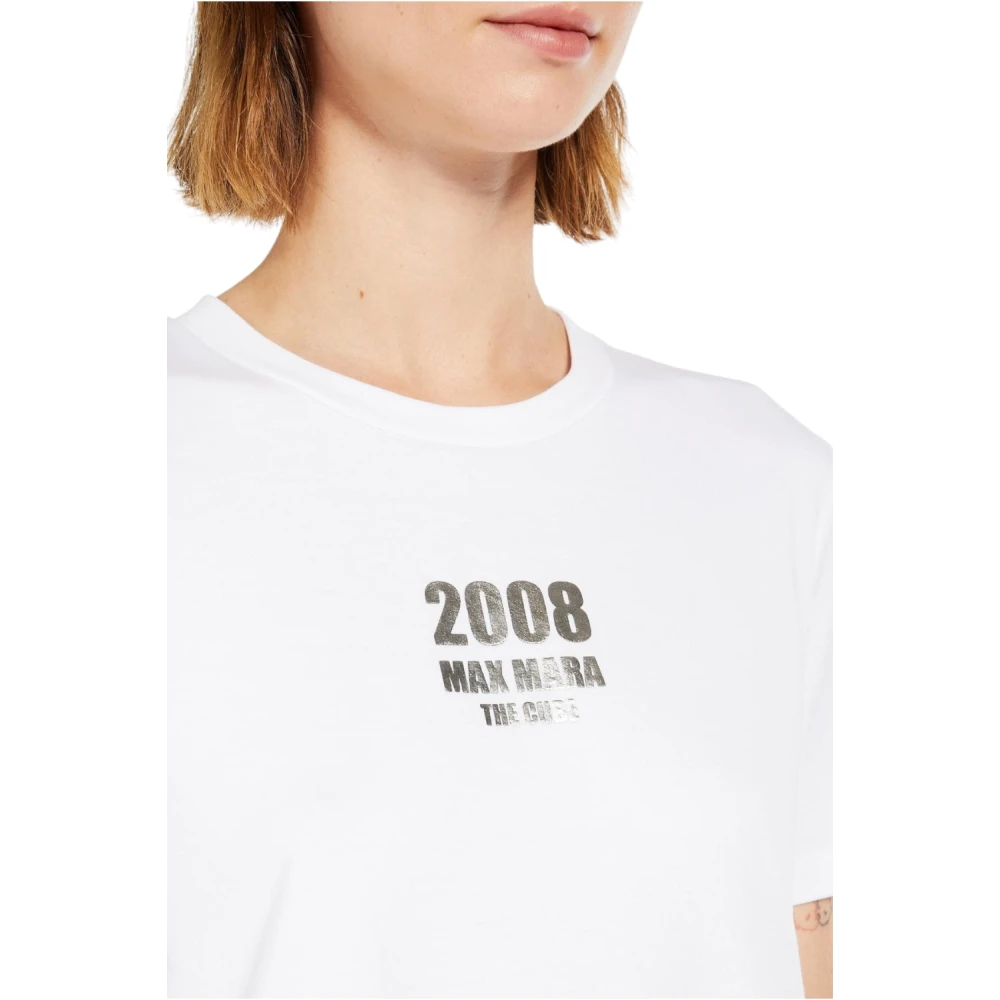 Max Mara Studio Witte Katoenen T-shirt met Prints White Dames