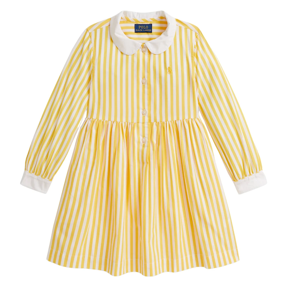 Ralph Lauren Women's Yellow Striped Poplin Shirt Dress