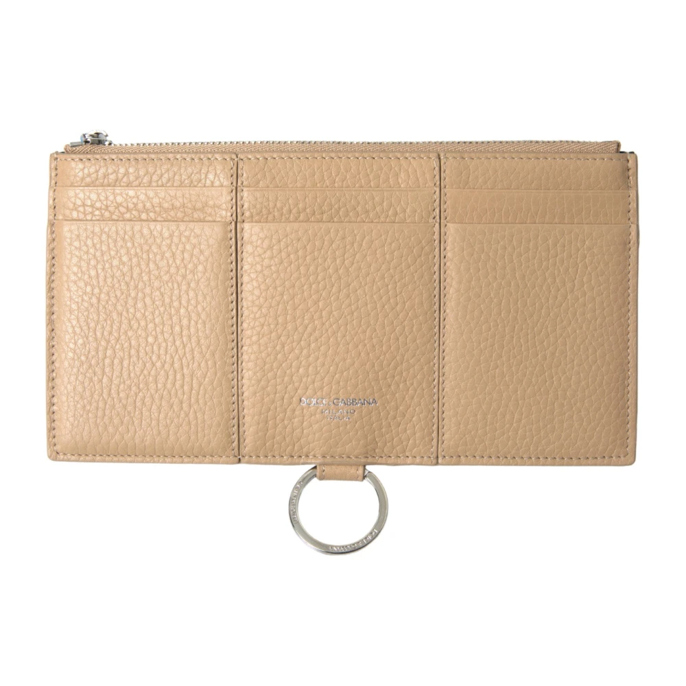 Dolce & Gabbana Elegante Beige Leren Portemonnee met Afneembare Band Beige Dames