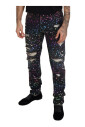 jean-en-denim-noir-a-imprime-multicolore-dechire