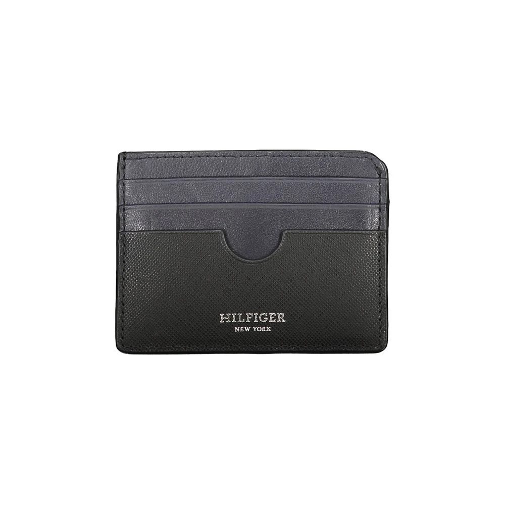Tommy Hilfiger Zwarte leren portemonnee met kaartsleuven Black Heren