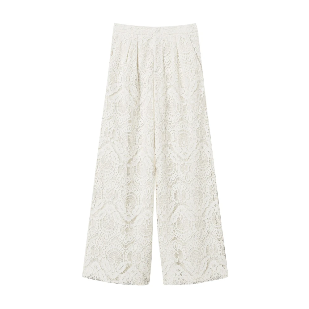 Twinset Beige Procida Palazzo Pant - Female - Wide Trousers - M - Trousers