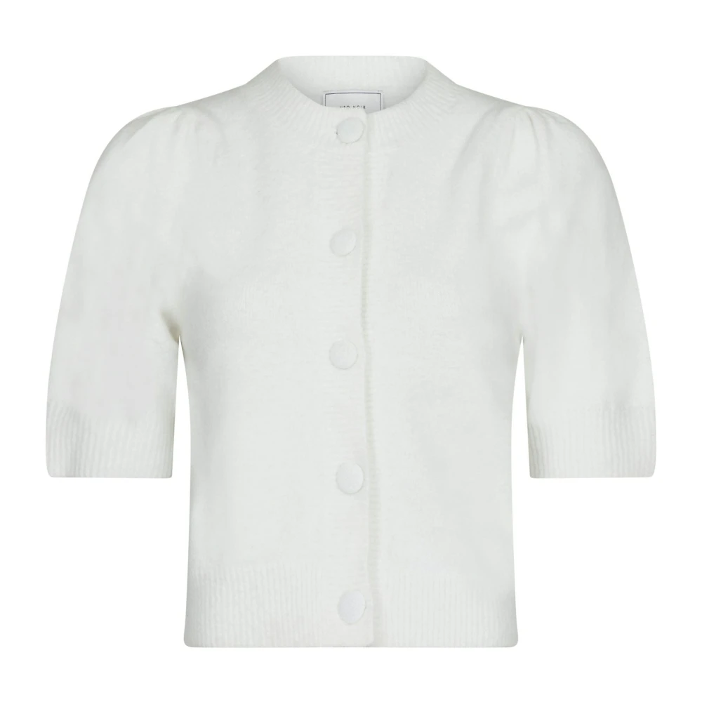 NEO NOIR Zachte Wollen Gebreide Vest met Pofmouwen White Dames