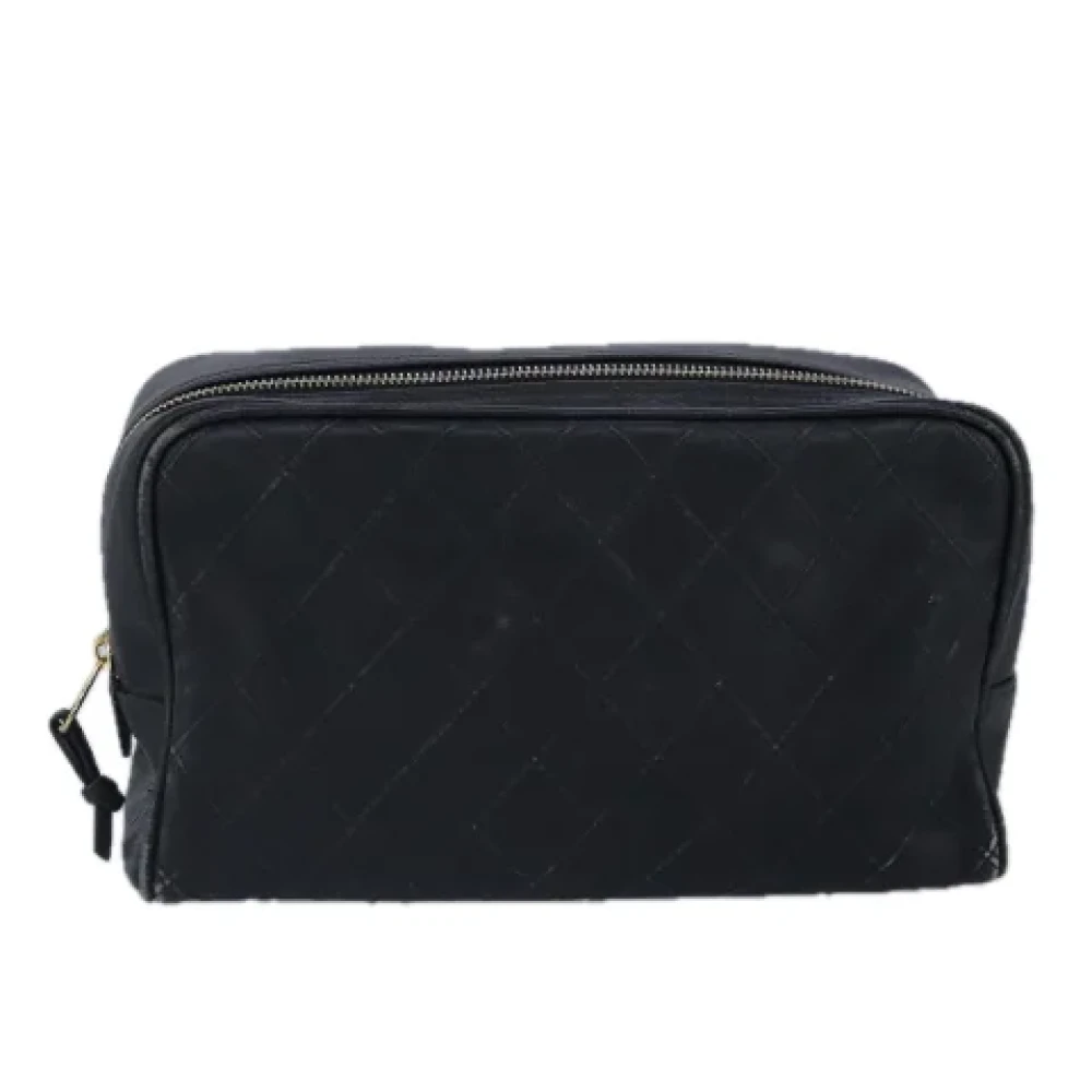 Chanel Vintage Pre-owned Leather clutches Black Dames