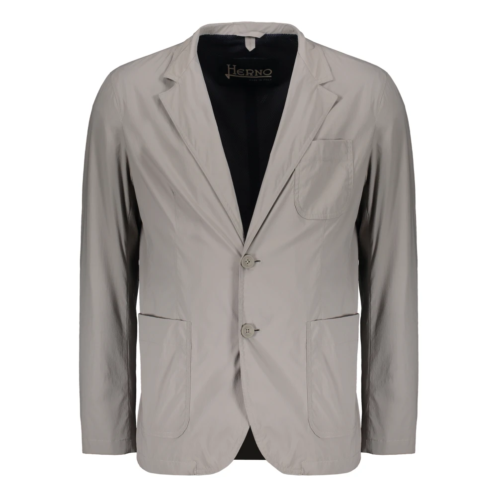 Herno Hooded Fabric Jacket met Trekkoord Gray Heren