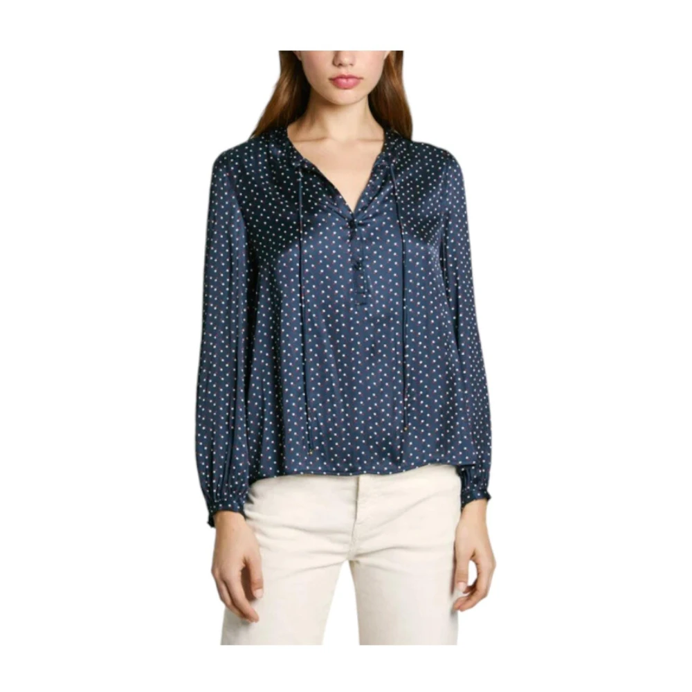 Pepe Jeans Satijnen Polka Dot Blouse Blue Dames