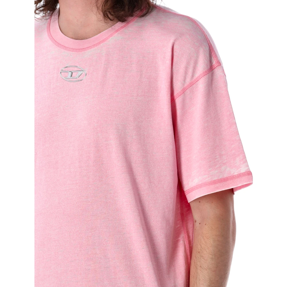 Diesel Roze Burn-Out T-Boxt-Pak T-Shirt Pink Heren