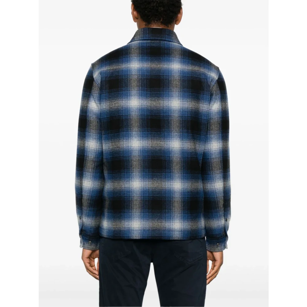 Woolrich Geruite Licht Jack Blauw Mannen Blue Heren