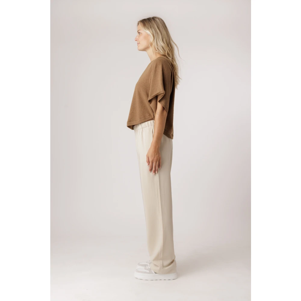 By-Bar Camel Pullover met Ronde Hals Brown Dames