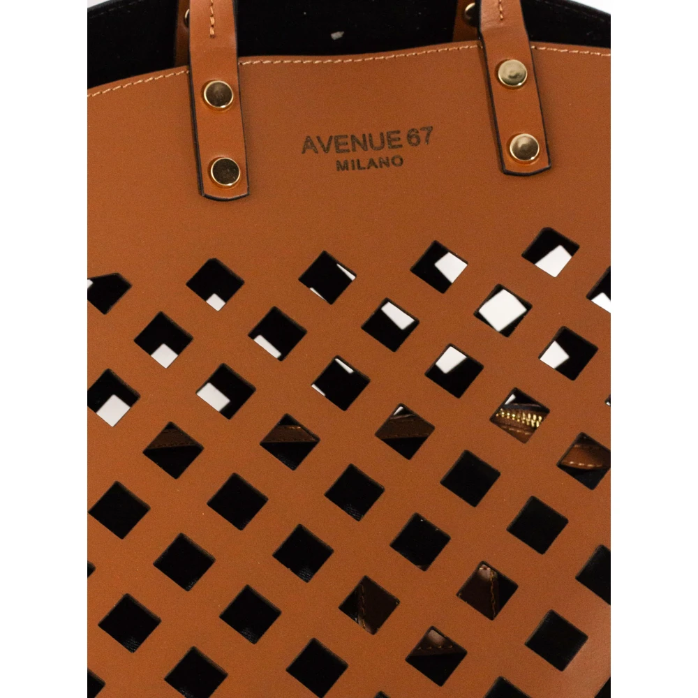 Avenue 67 Bruin leren shopper tas met geperforeerd ontwerp Brown Dames