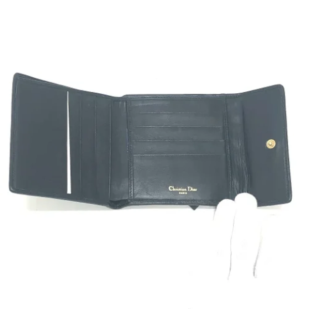 Dior Vintage Pre-owned Leather wallets Blue Dames