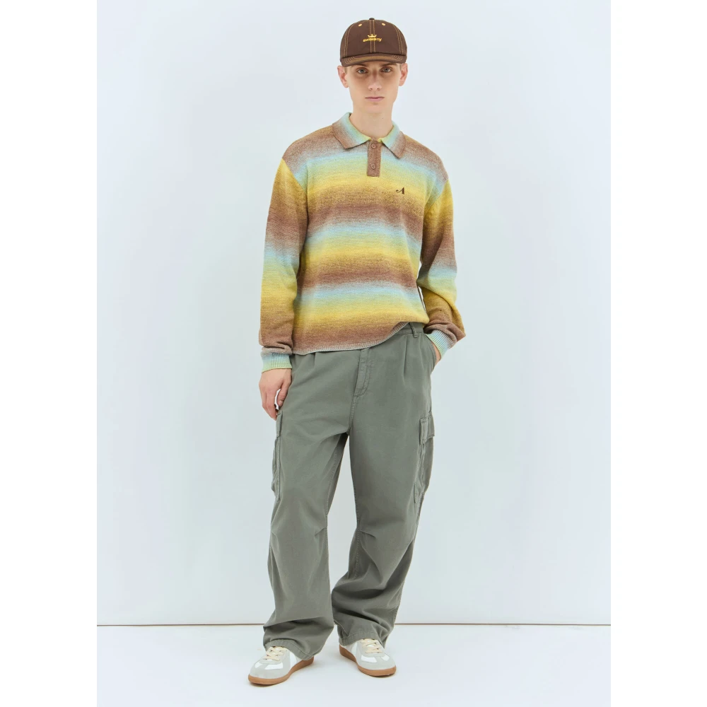 Awake NY Ombre Polo Sweater Wolmix Gebreid Yellow Heren