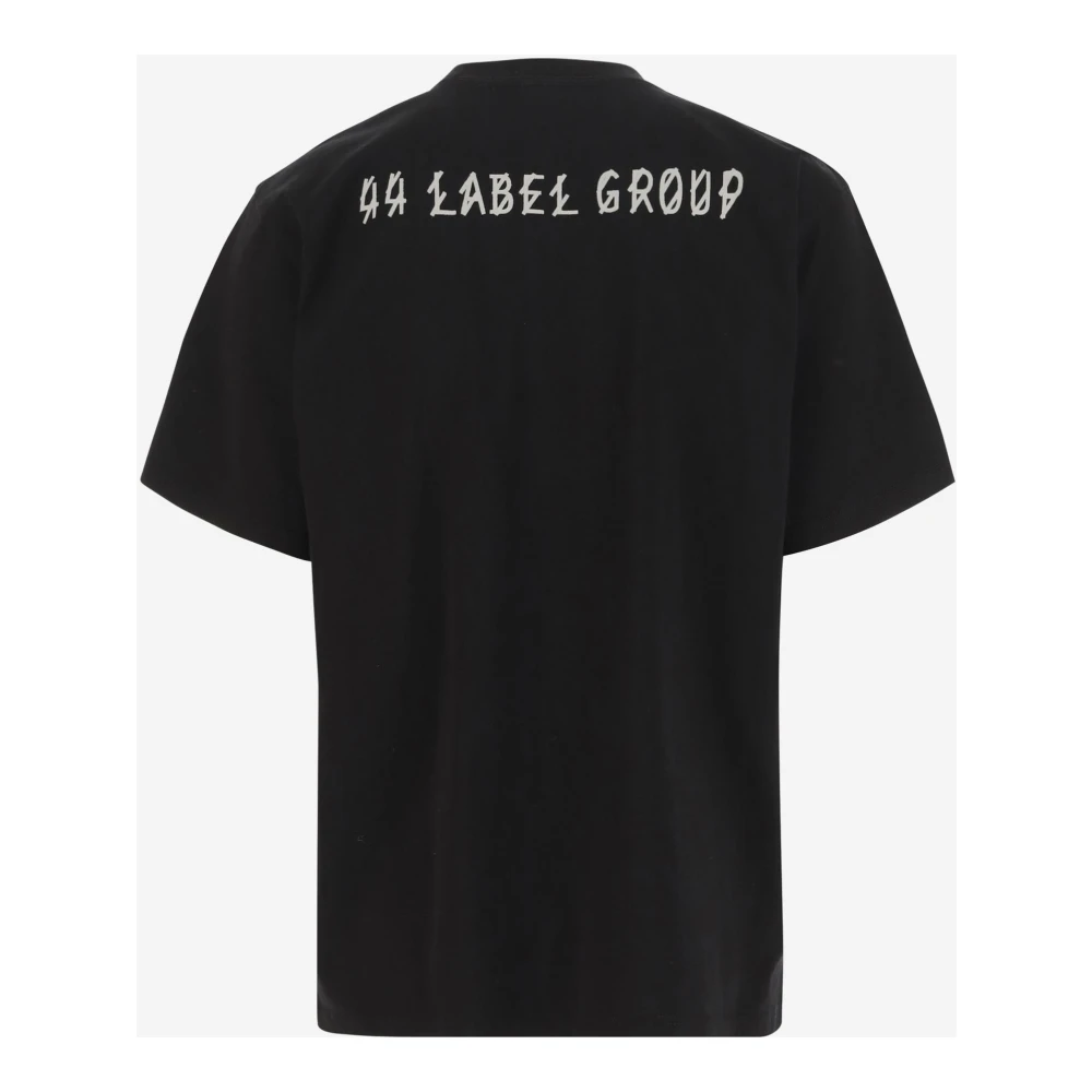 44 Label Group Logo Print Katoen Crew Neck T-shirt Black Heren