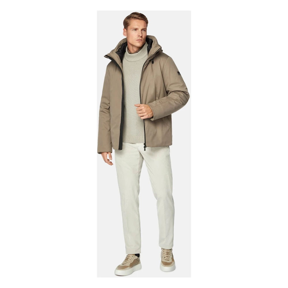 Boggi Milano Gewatteerde Block Jacket van Technische Stof Beige Heren