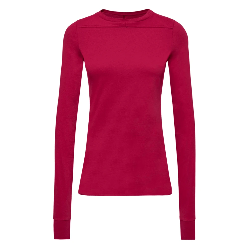 Moncler Long-Sleeved Crewneck - Male - Long Sleeve T-Shirts - Red - M - Tops