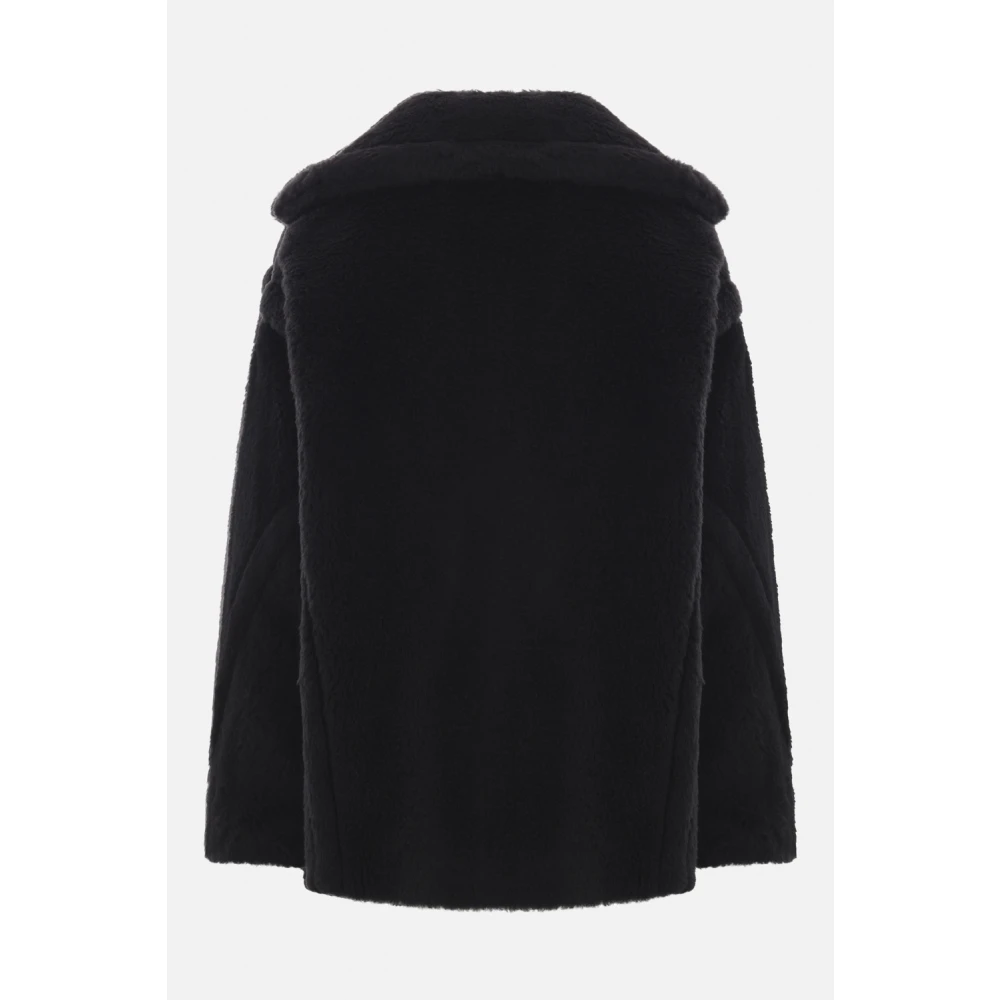 Max Mara Zwarte Teddy Oversize Jas Black Dames