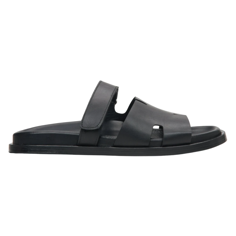 Estro Black Leather Slide Sandals - Female - Sliders - 4 Uk - Shoes