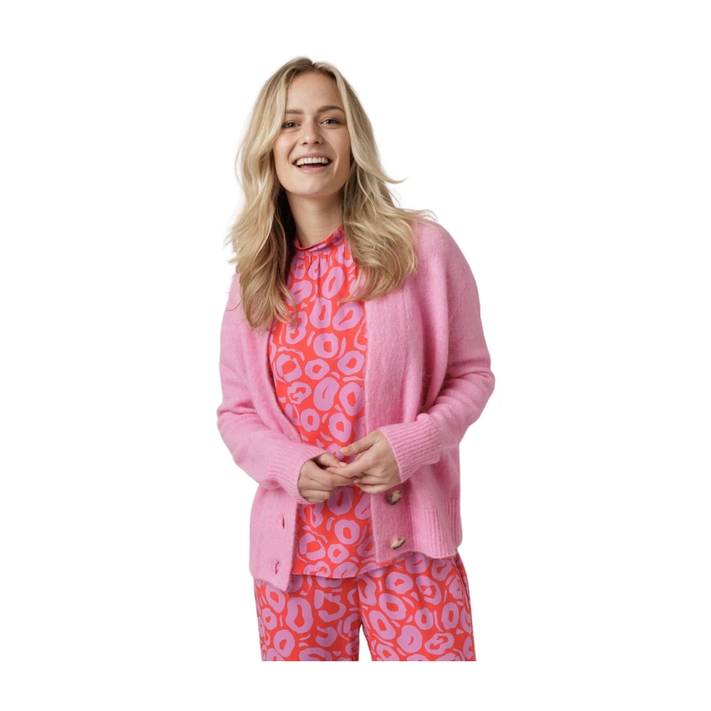 Strikket Cardigan i Begonia Pink