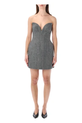Bandeau Herringbone Mini Dress