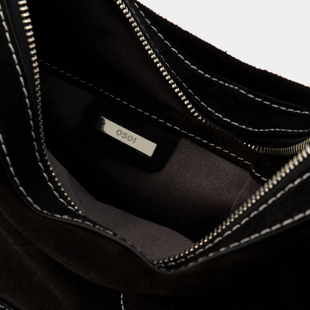 Osoi Zwarte Leren Schoudertas met Magneetsluiting Black Dames
