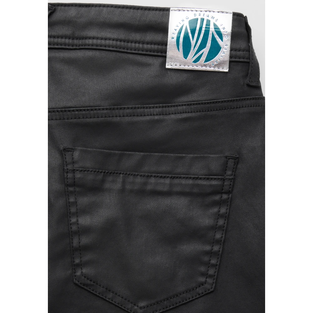 cecil Coated Jeans Casual Fit Slim Legs Black Dames