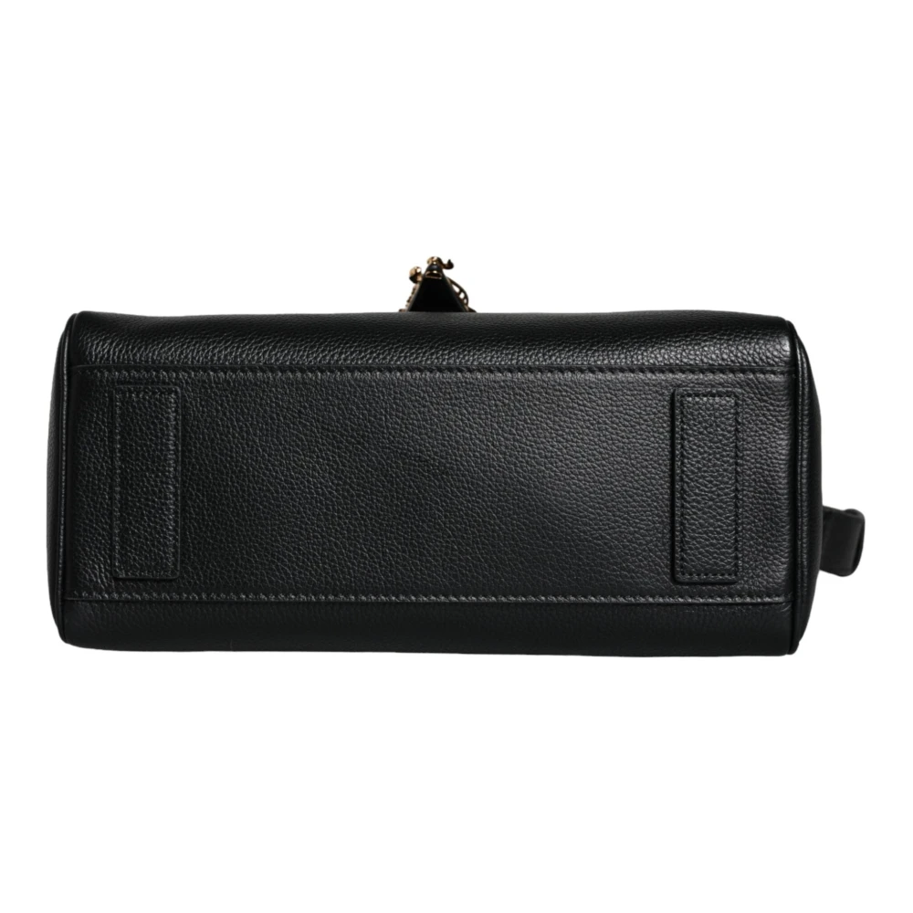 Versace Zwarte Korrelige Leren Schoudertas Black Dames