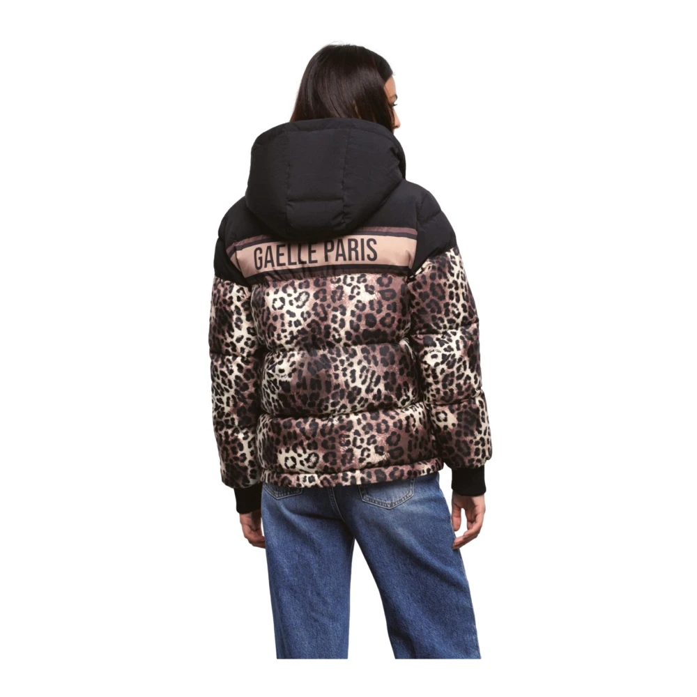 Gaëlle Paris Luipaardprint Beige Gewatteerde Jas Multicolor Dames