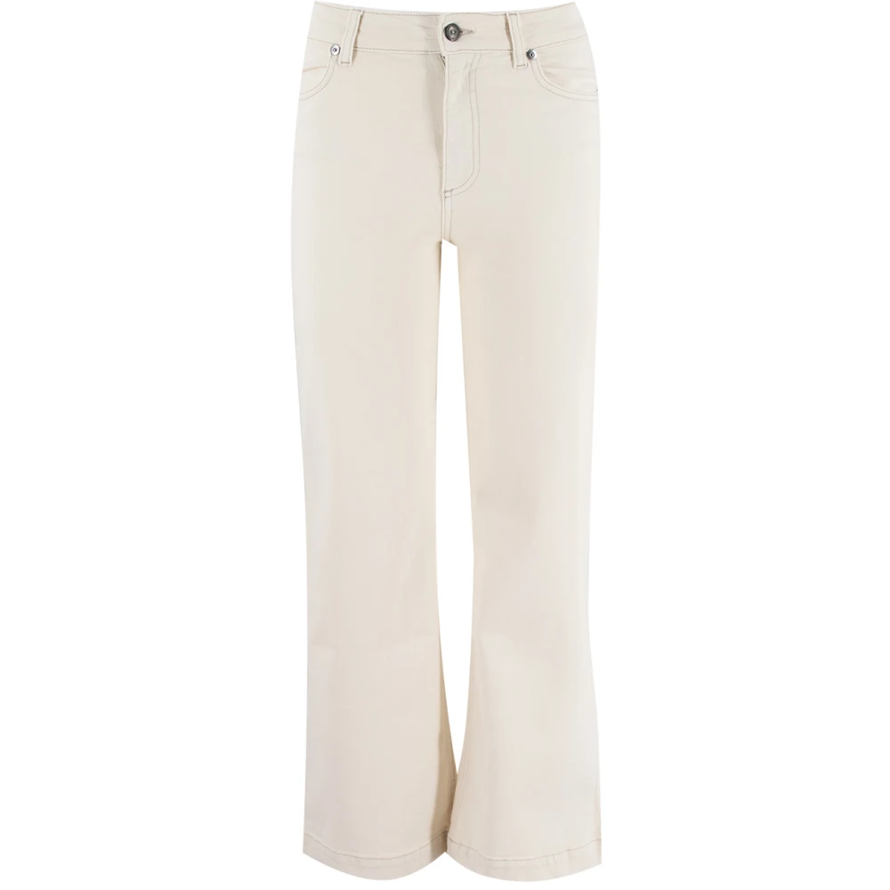 Antonelli Firenze Wijde Pijp Hoge Taille Broek Beige Dames