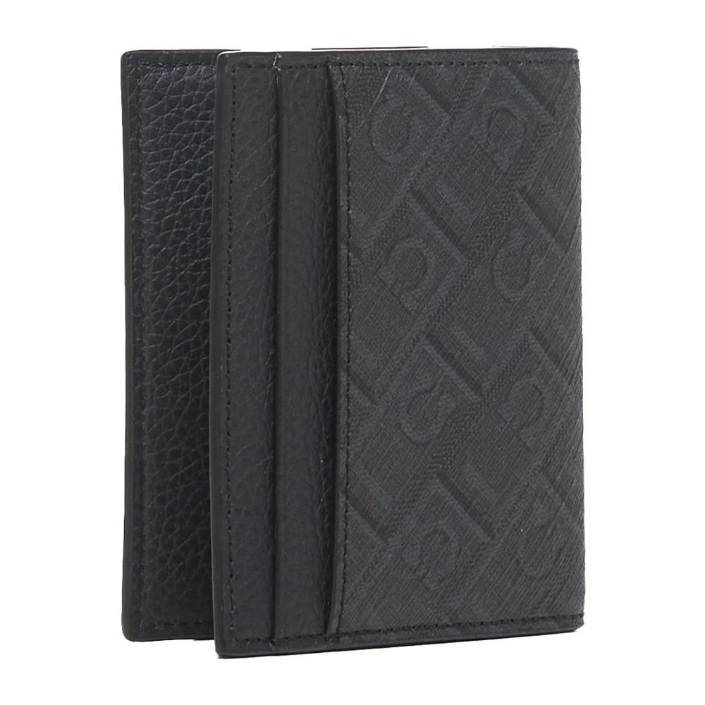 Salvatore Ferragamo Bi-fold Portemonnee met Zilveren Logo Black Heren