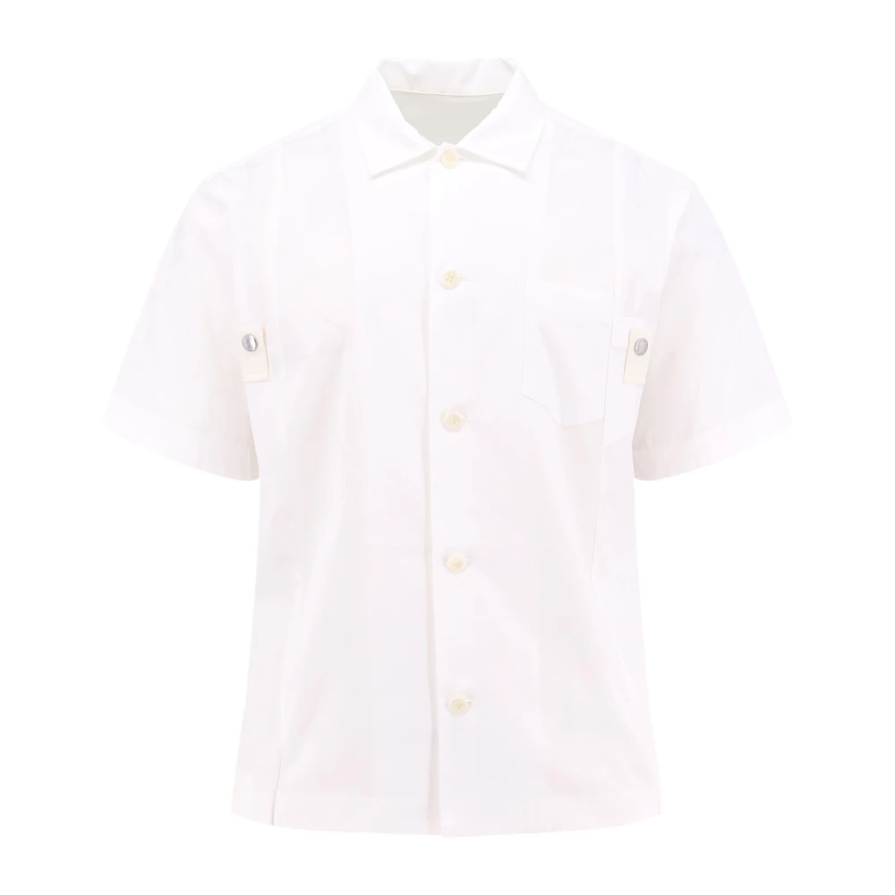 Sacai Klassieke katoenen shirt met nylon inzet White Heren