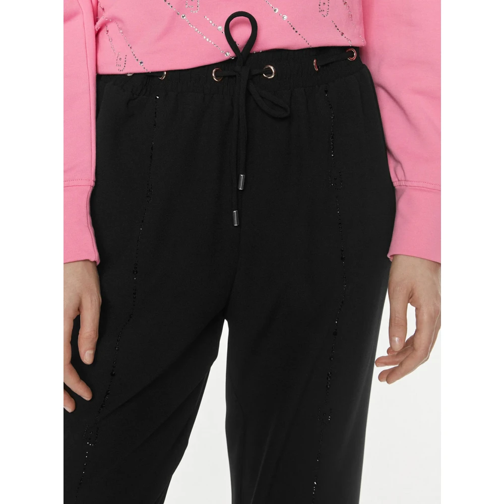 Liu Jo Zwarte wijde broek met strass details Black Dames