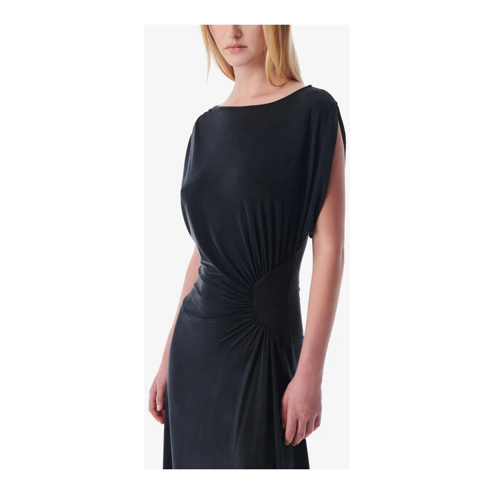 IRO Zwarte Mouwloze Jersey Jurk met Geplooide Details Black Dames