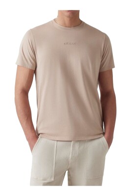 t-shirt-en-coton-beige-col-rond-manches-courtes