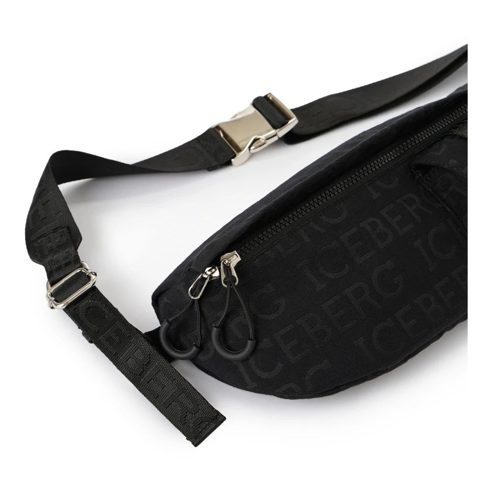 Iceberg Zwarte zak in allover jacquard stof met logo Black Heren
