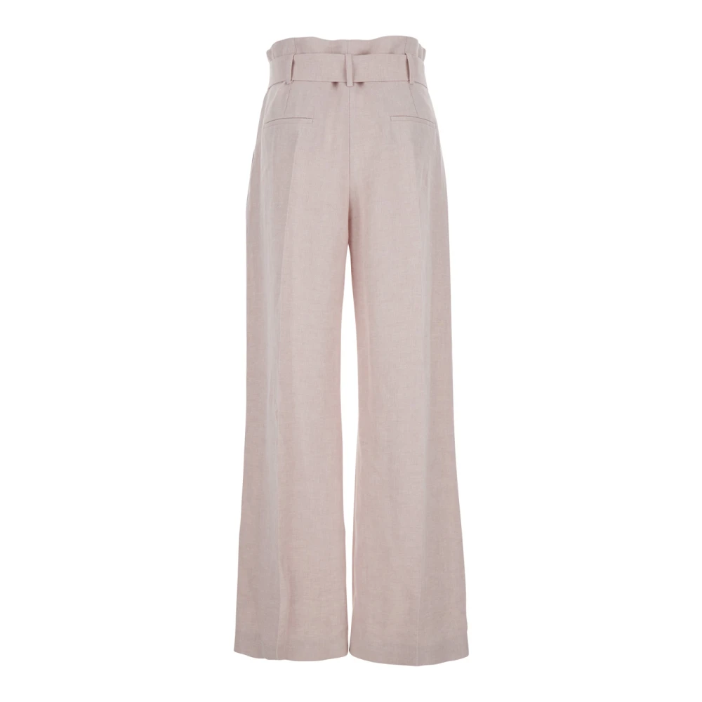 Eleventy Lila Linnen Broek met Plooien en Taille Riem Purple Dames