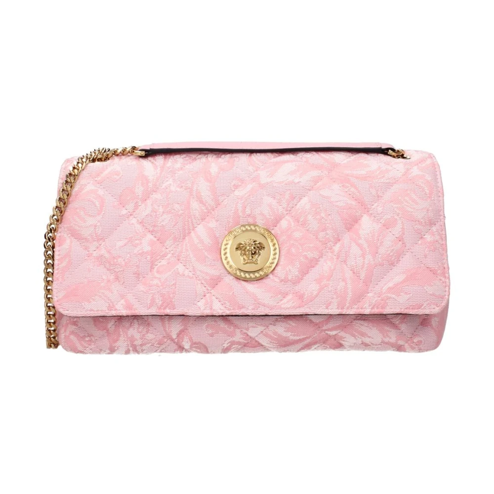 Versace , Shoulder Bags, Female, Pink, One Size, Pink Fabric Shoulder Bag With Front Detail