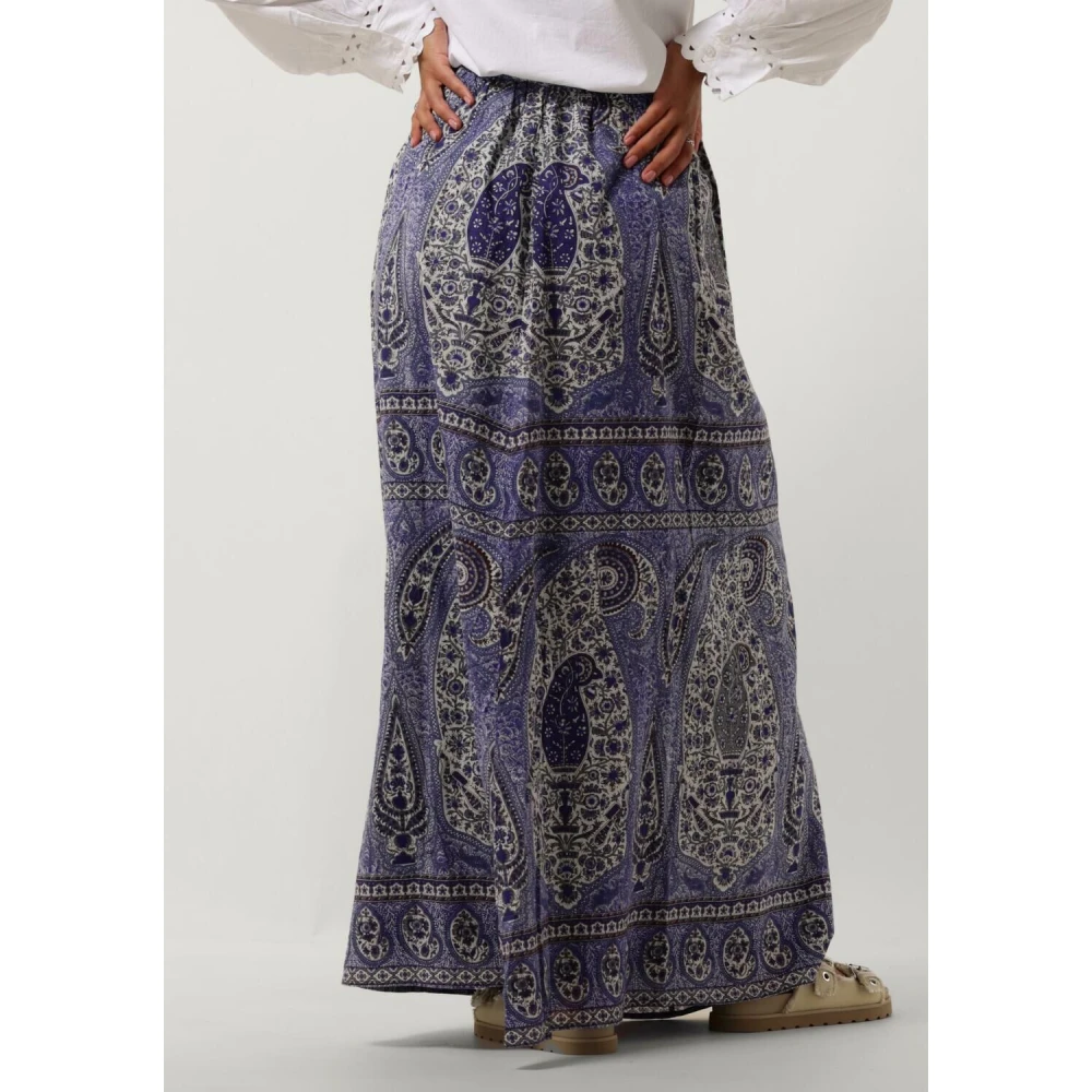 Antik batik Blauwe Maxi Tajar Rok Blue Dames