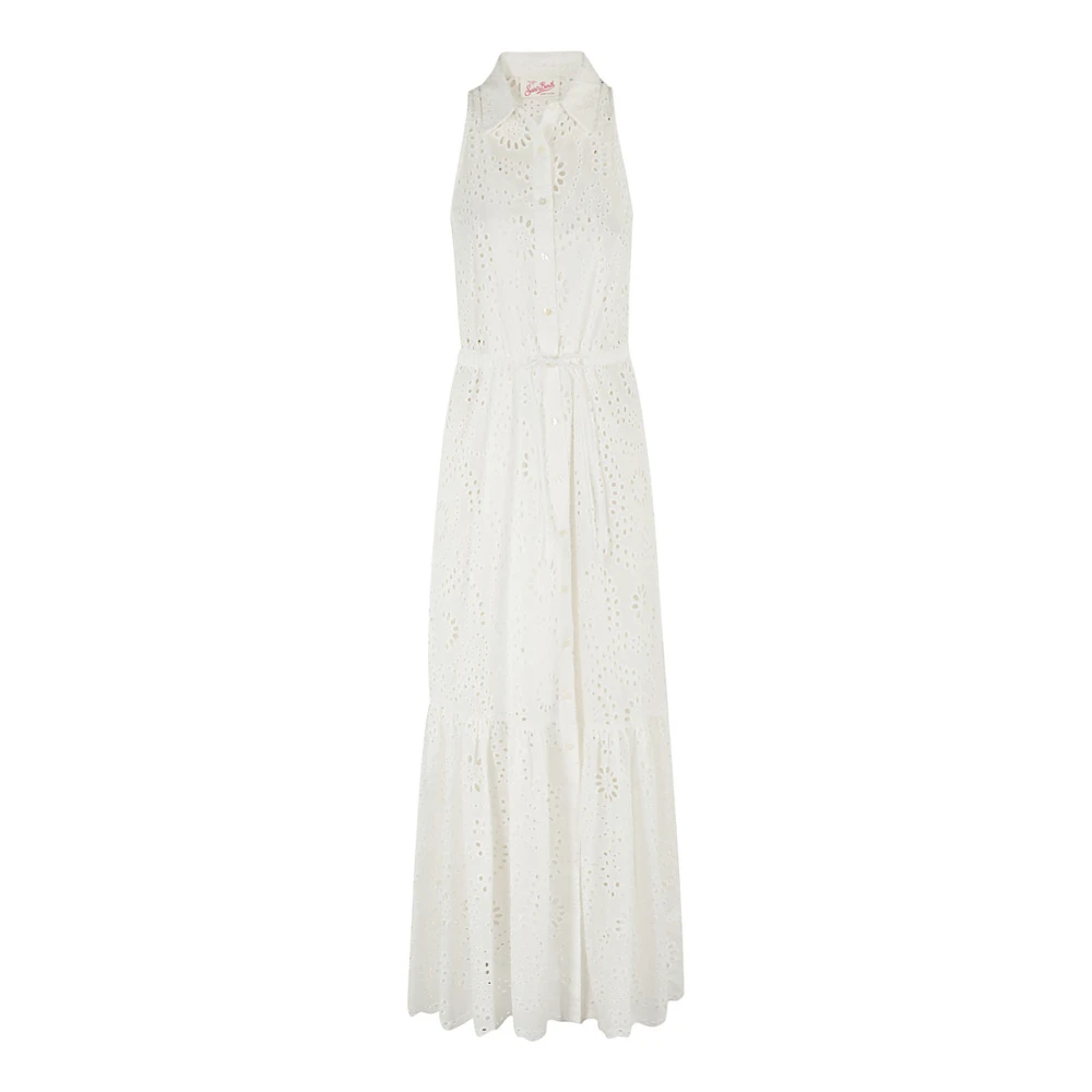 MC2 Saint Barth Elegant Halterneck Maxi Dress White Dames