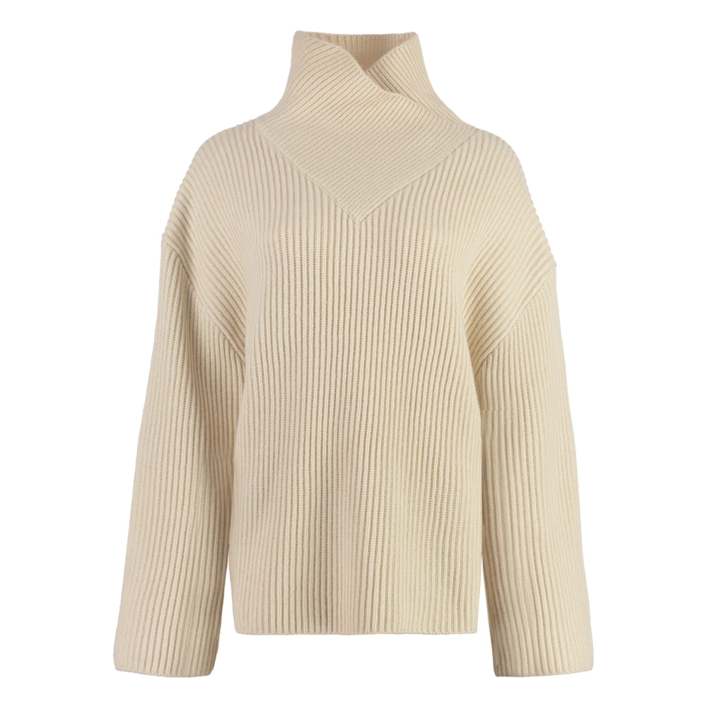 TotêMe Geribbelde wollen coltrui Beige Dames